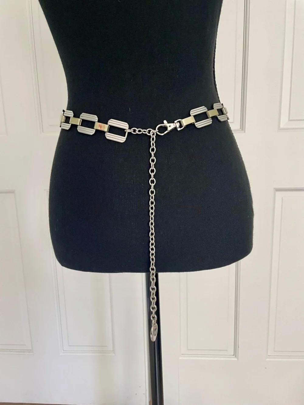 Two-Tone Geometric Chain Link Adjustable Waist Belt - Women Accessories